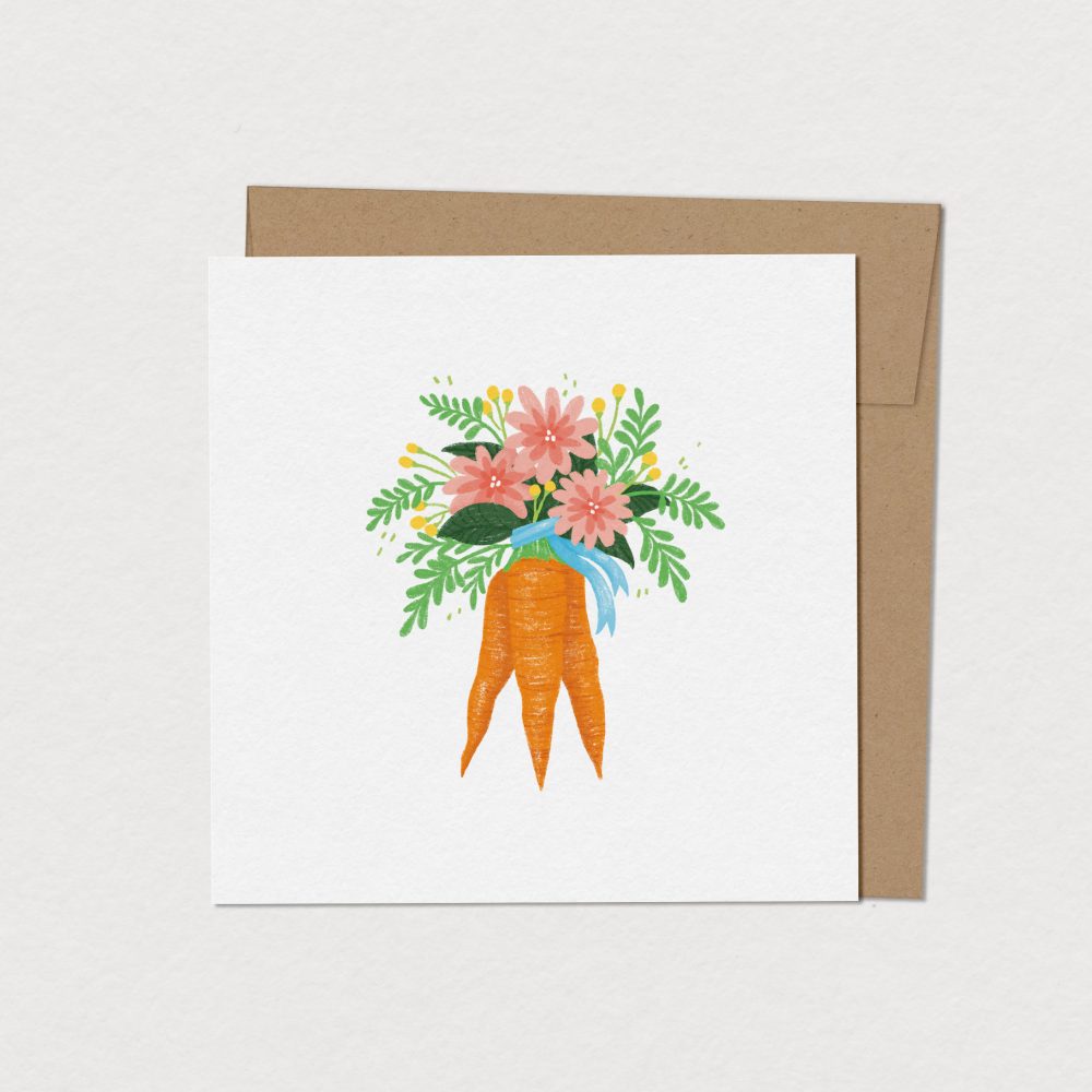 Carte carrée mini - Carottes en fleurs