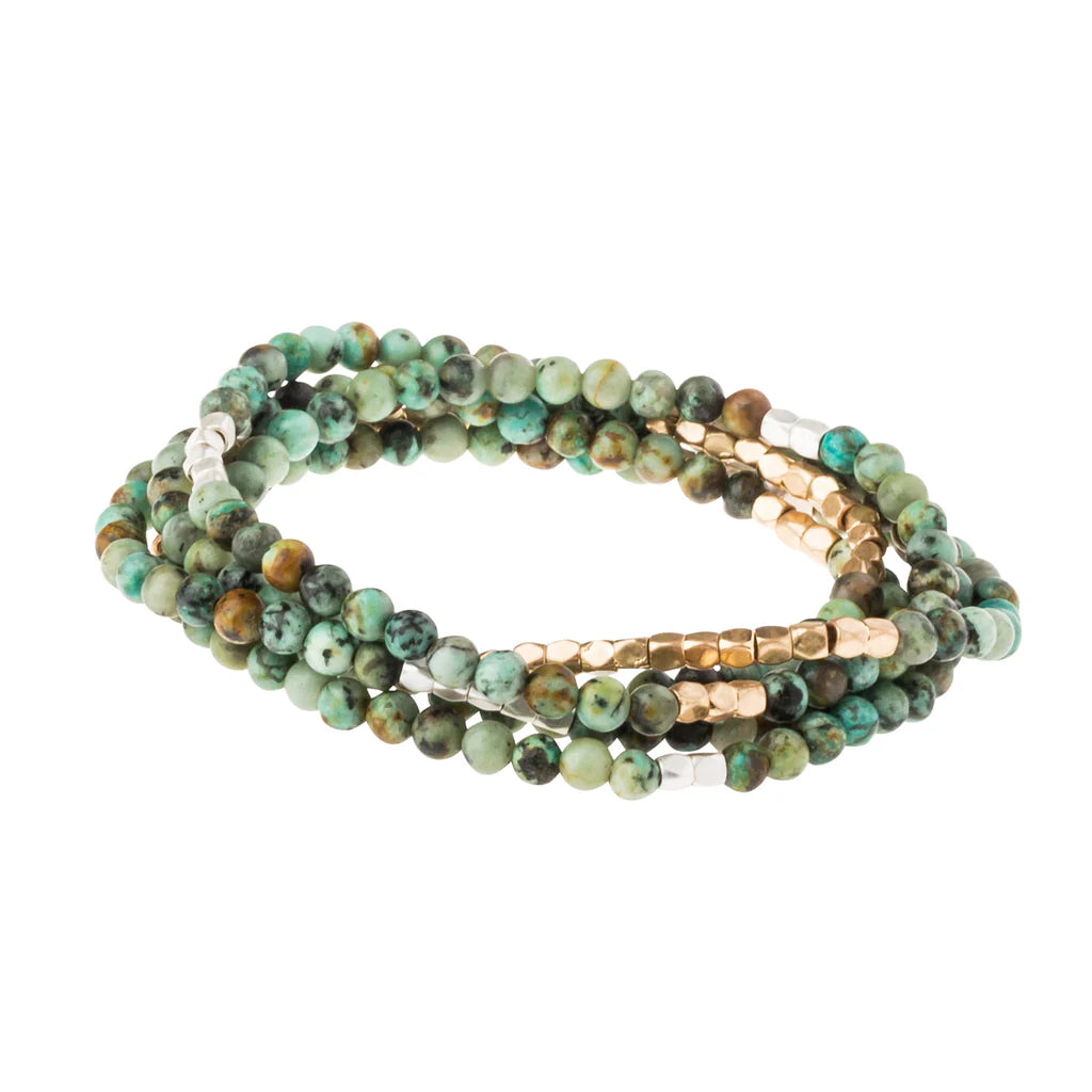 Bracelet/collier Stone Wrap - African Turquoise (transformation)