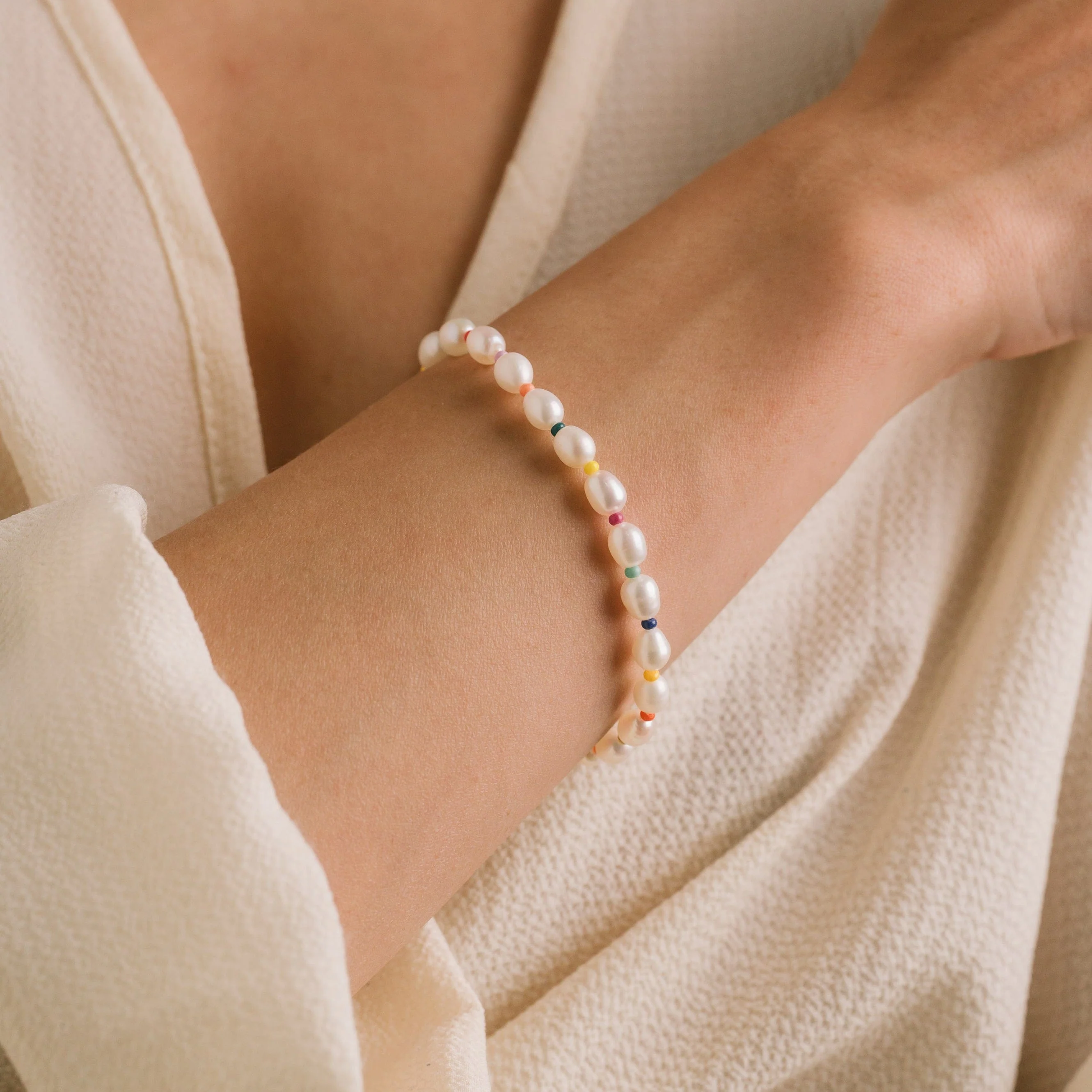 Bracelet Perle Arc-en-ciel - Or