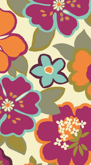 Serviettes - Fleurs orange fuschia