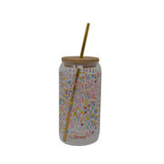 Verre avec couvercle - Fleurs jaunes