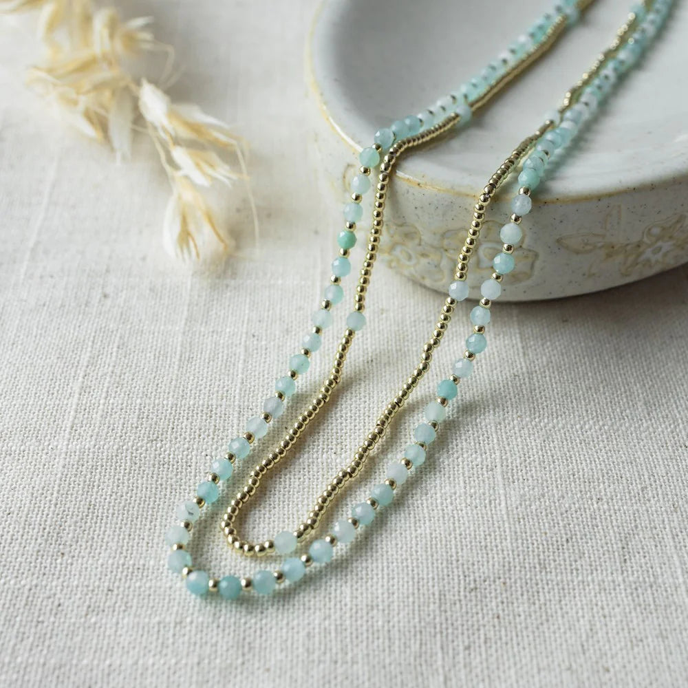 Collier Always - Or et amazonite