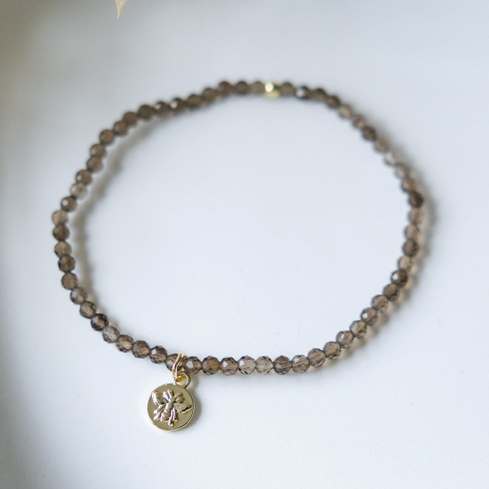 Bracelet Baby Bee Quartz fumé - Or
