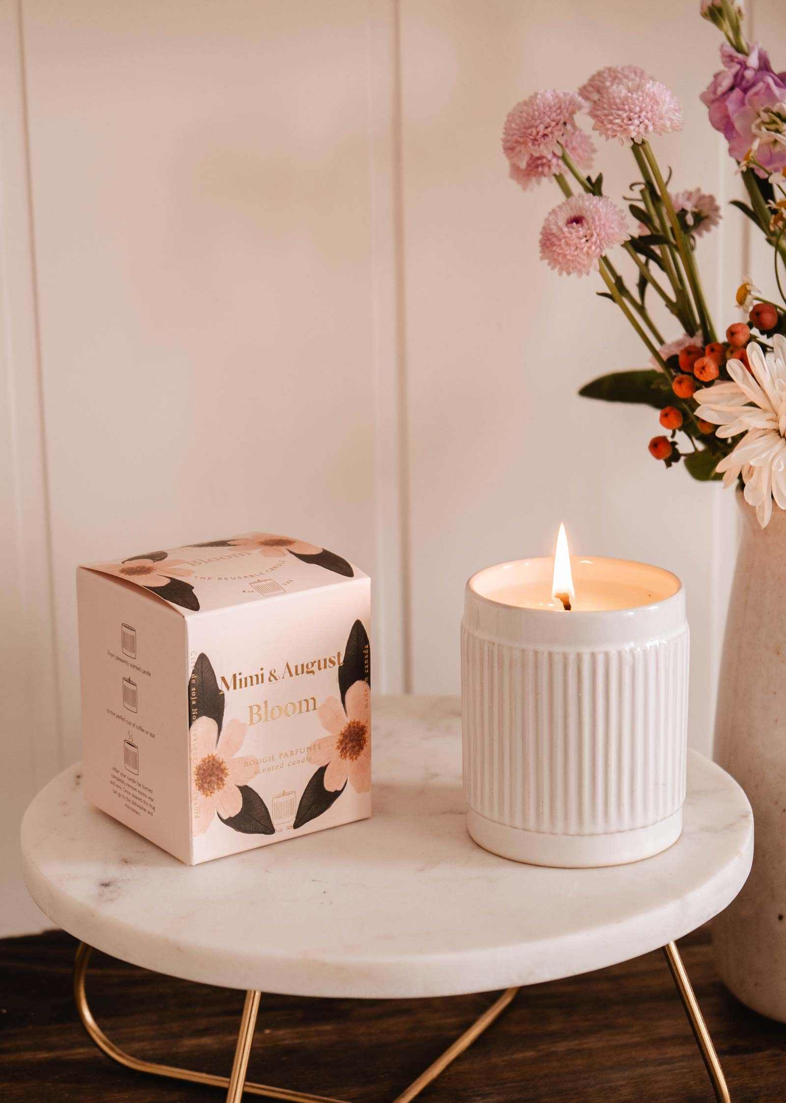 Bougie de soya réutilisable 8oz - Bloom