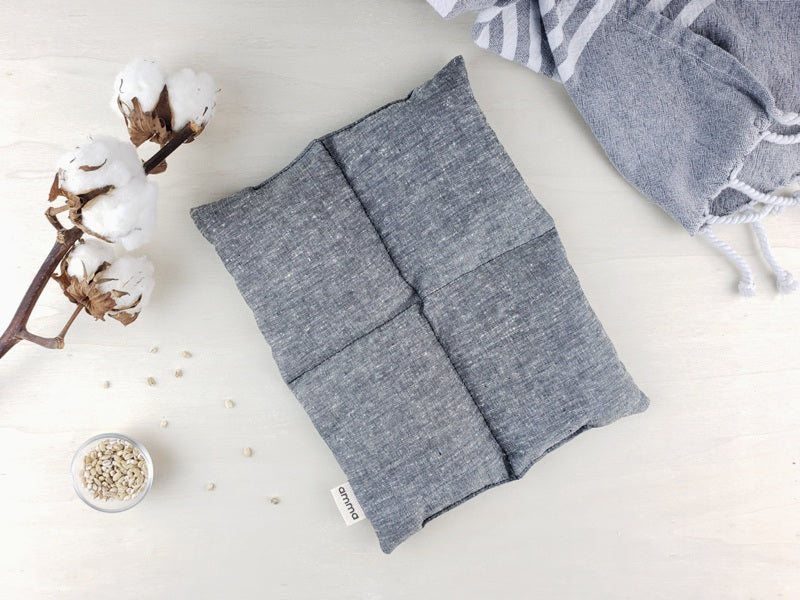 Compresse thérapeutique carrée - Chanvre et coton biologique gris