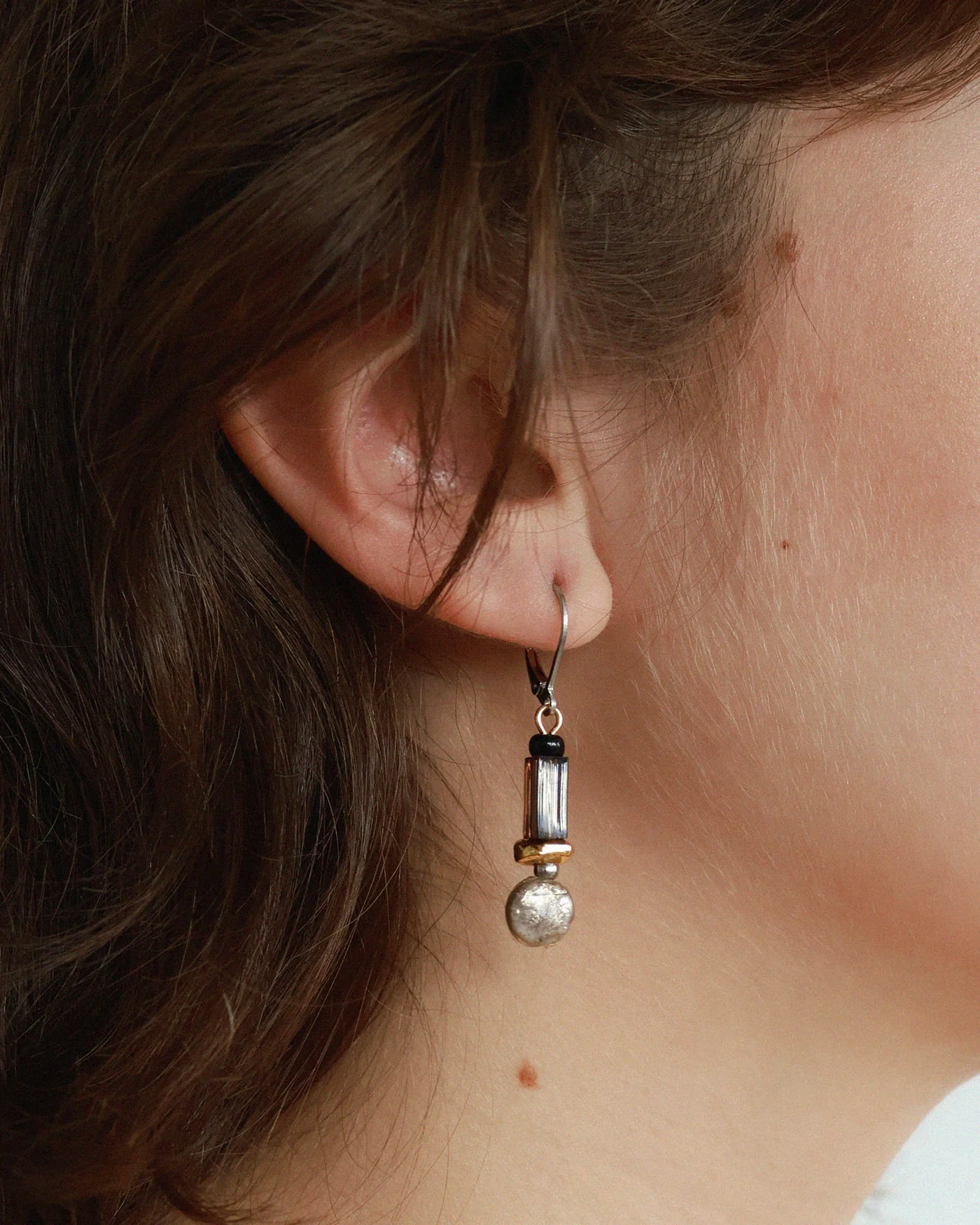 Boucles d'oreilles Diya - Deux tons - Ebène