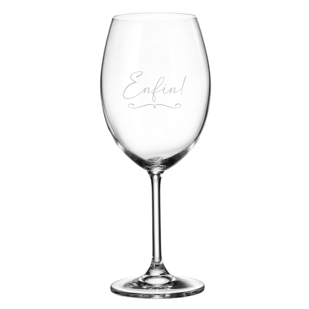 Verre gravé (vin 20 oz) - Enfin !