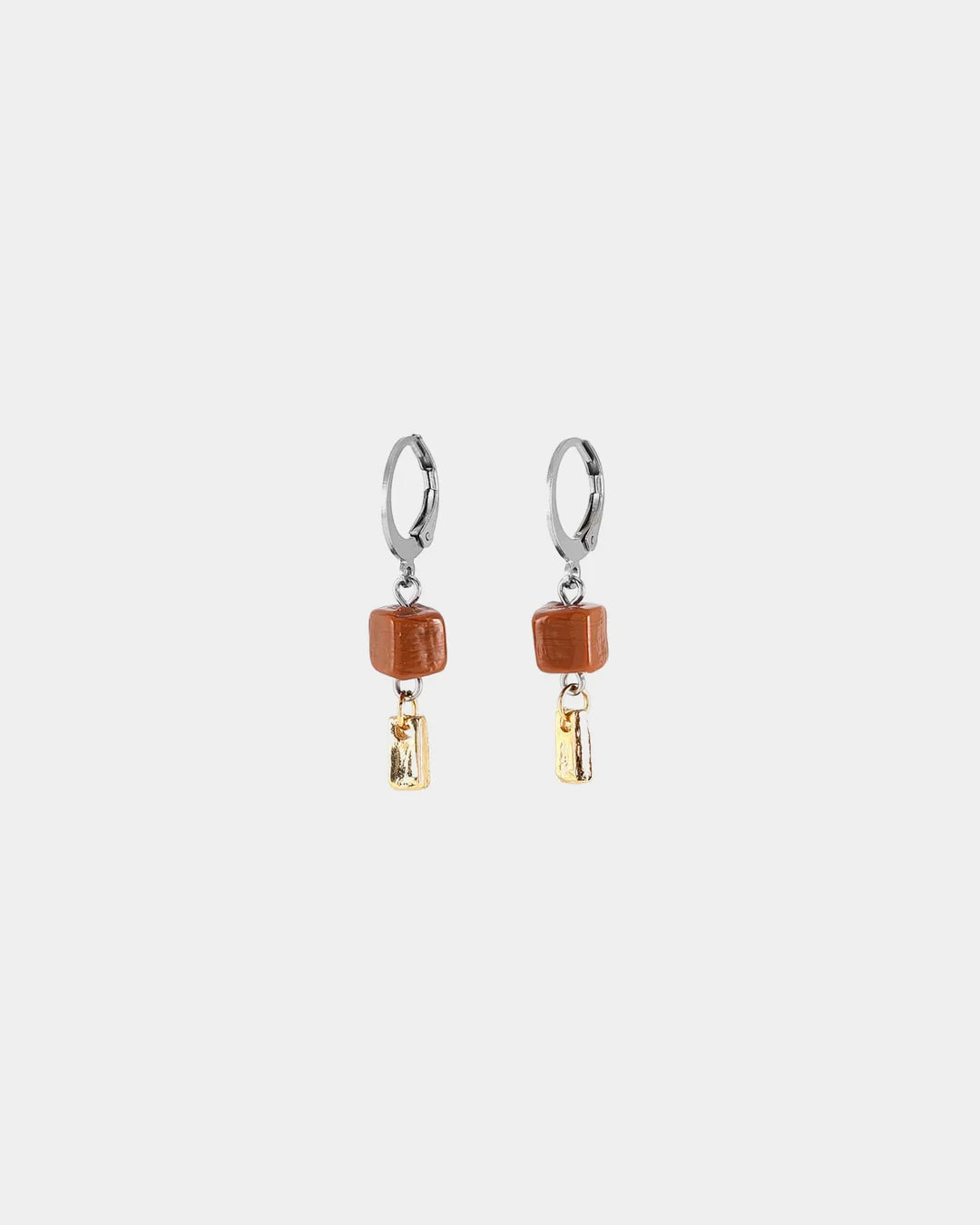 Boucles d'oreilles Cosia - Deux tons - Brun miel