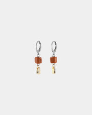 Boucles d'oreilles Cosia - Deux tons - Brun miel