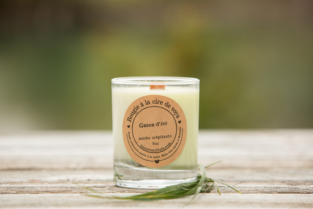 Chandelle de soya avec mèche crépitante - Gazon d'été