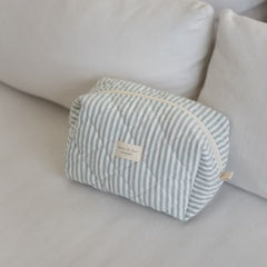 Grande pochette matelassée XL - Rayée Sauge
