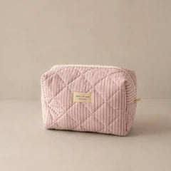 Grande pochette  matelassée XL - Rayé rose