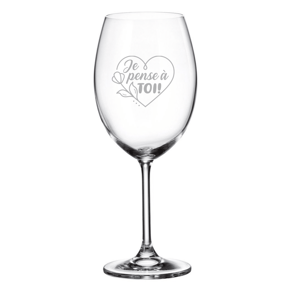 Verre gravé (vin 20 oz) - Je pense à toi