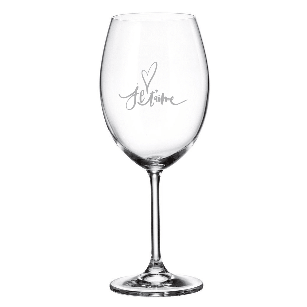 Verre gravé (vin 20 oz) - Je t'aime