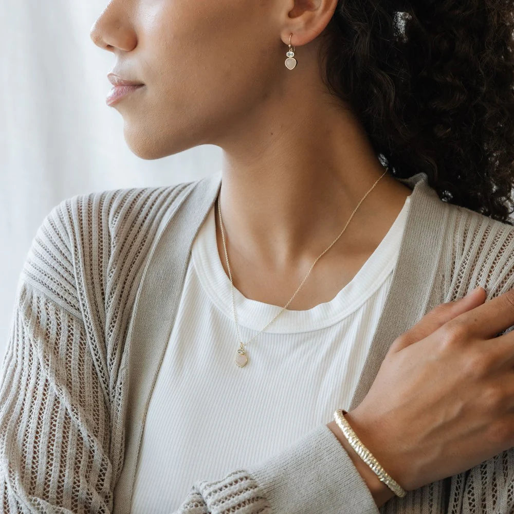 Collier Anastasia avec quartz rose/transparent - Or