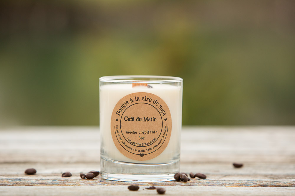 Chandelle de soya avec mèche crépitante - Montréal coffee shop