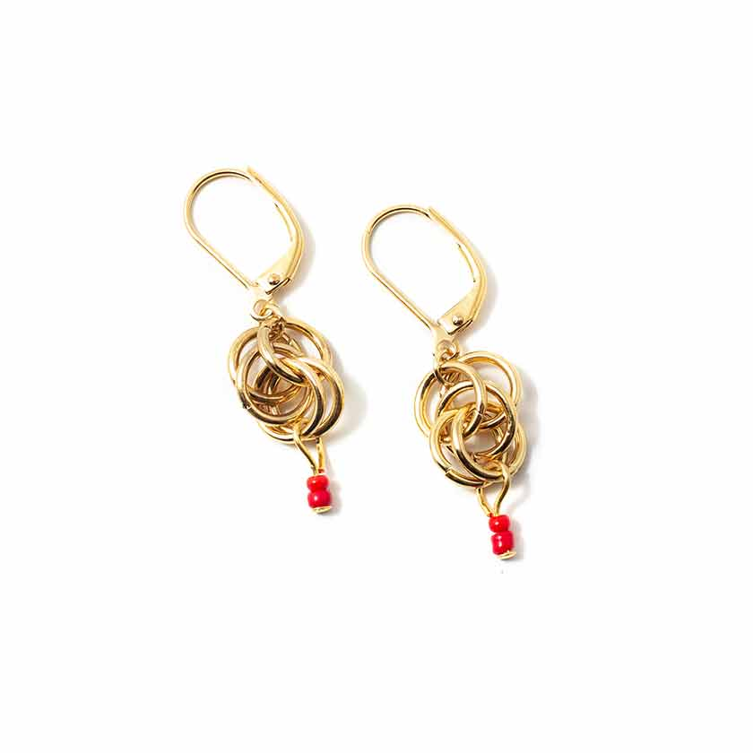Boucles d'oreilles Bime - Or - Rouge