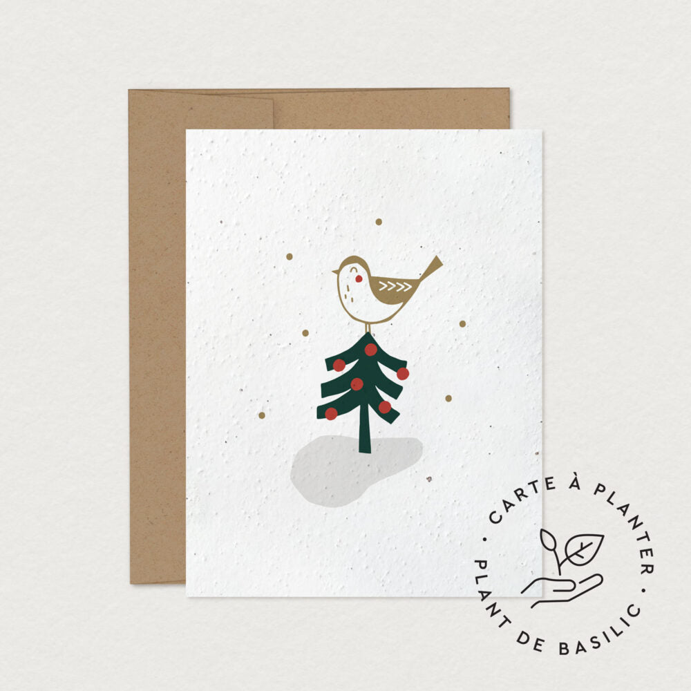 Carte de souhaits à planter - Oiseau festif