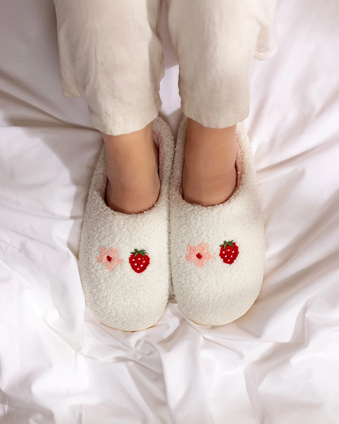 Pantoufles Fraise & fleur