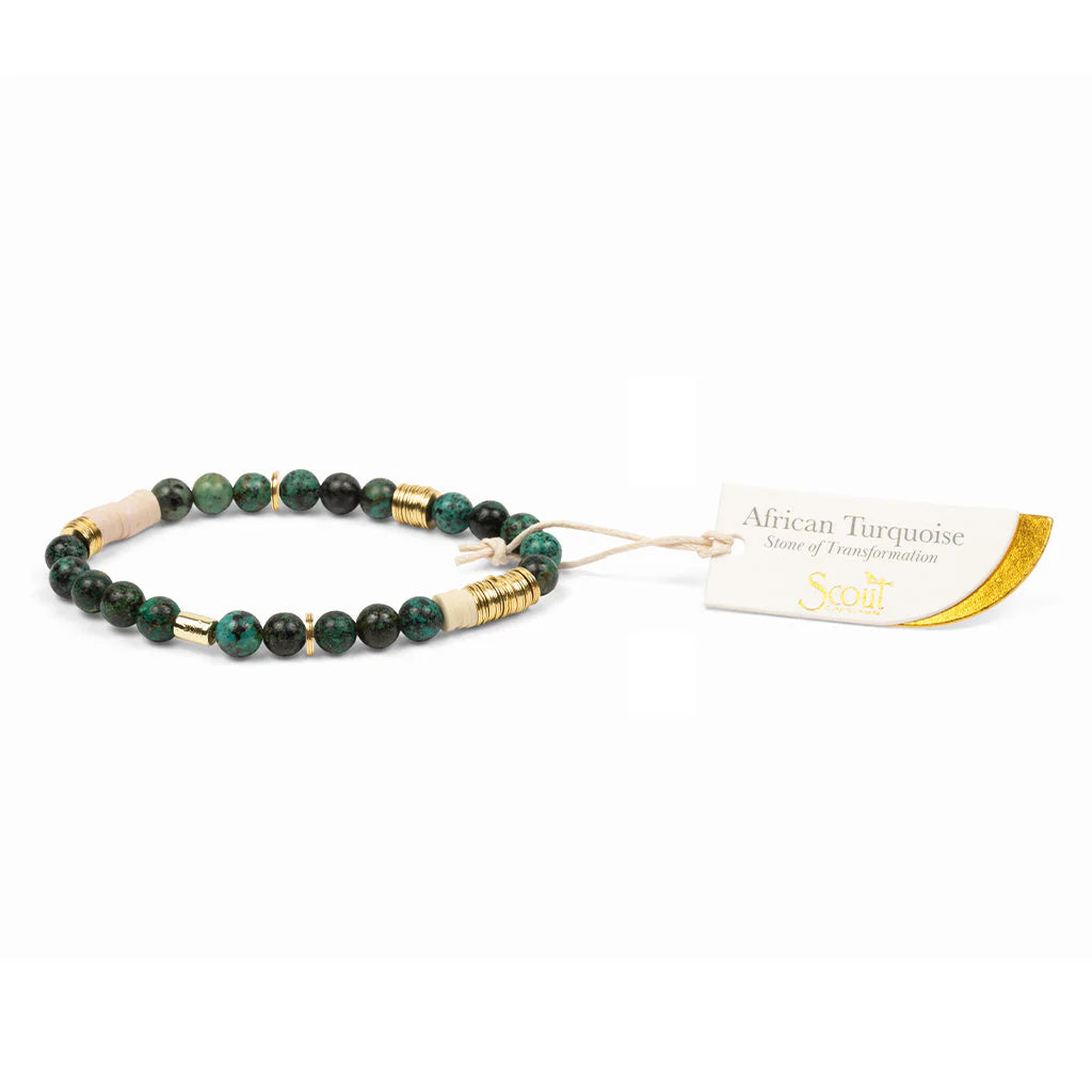 Bracelet intermix Turquoise africaine - Or