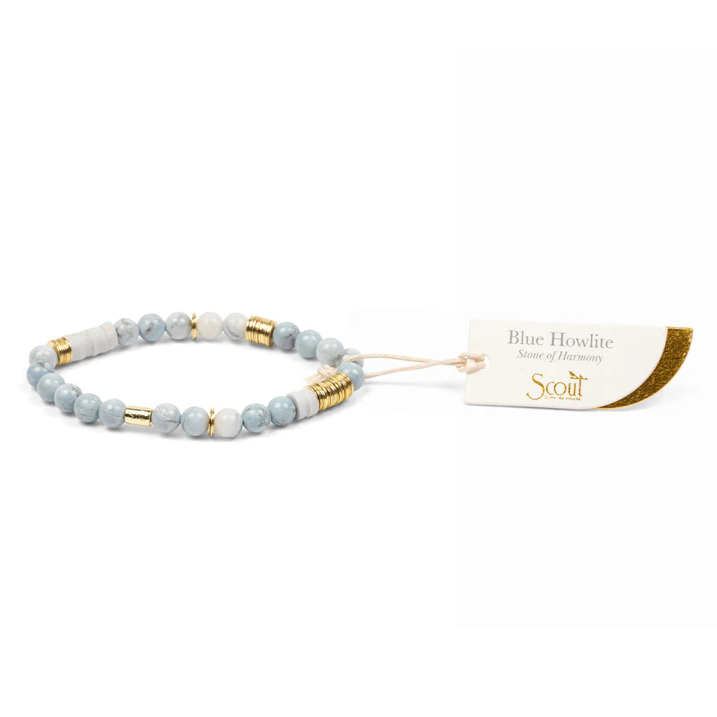 Bracelet intermix Blue Howlite - Or