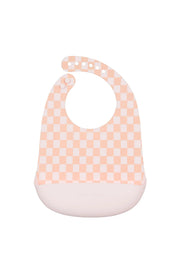 Bavoir en silicone - Damier rose