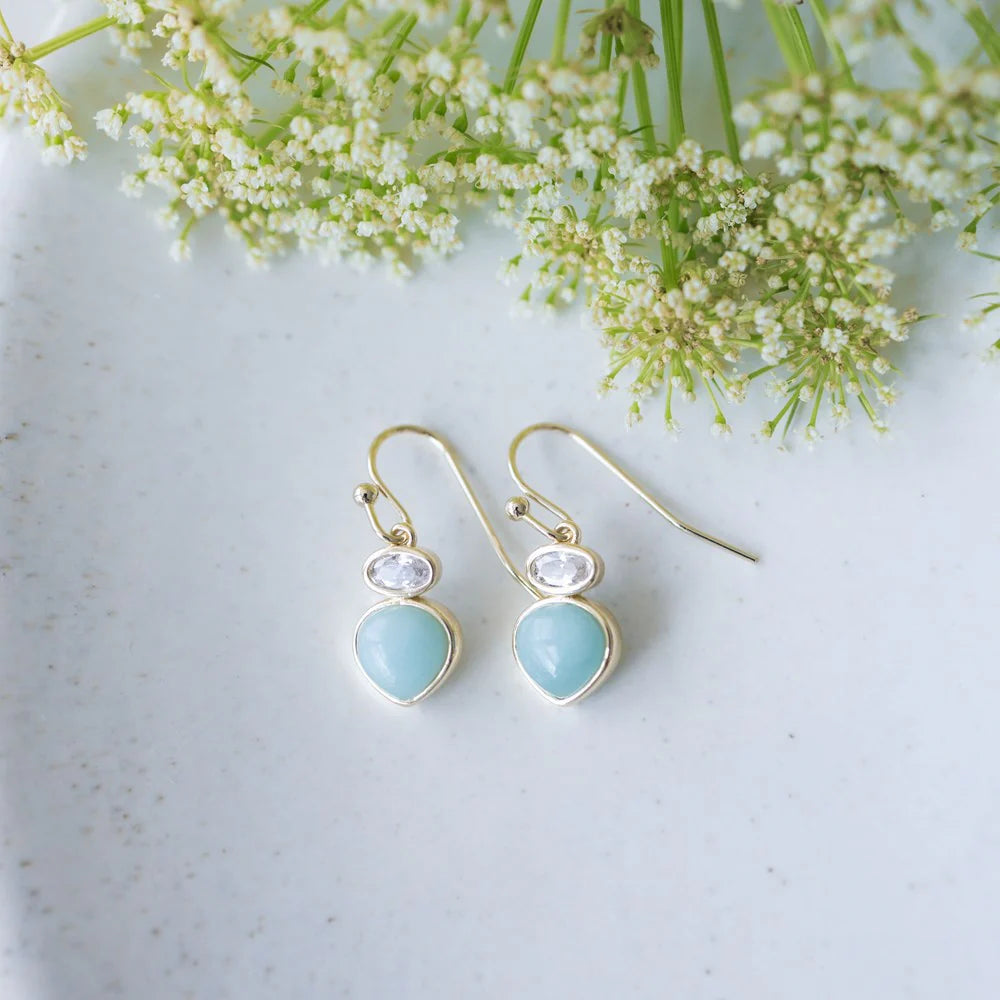 Boucles d'oreilles Tasia Amazonite/transparent - Or