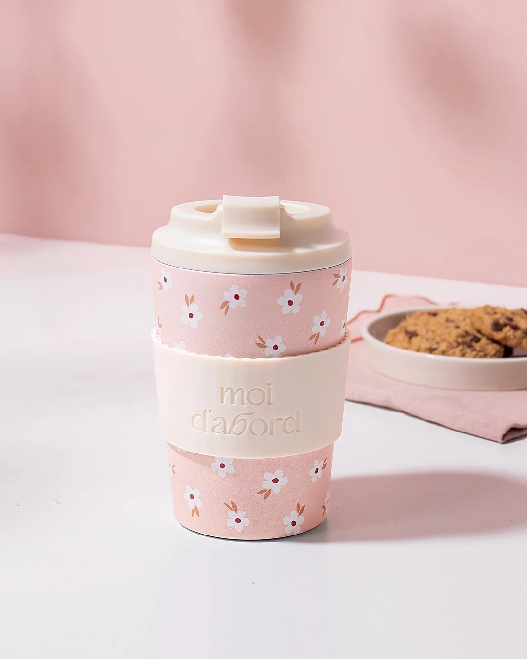 Tasse de voyage isotherme - Champ rosé