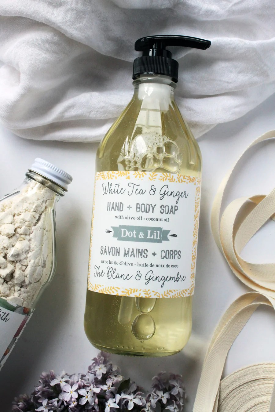 Savon liquide mains et corps - Thé blanc et gingembre