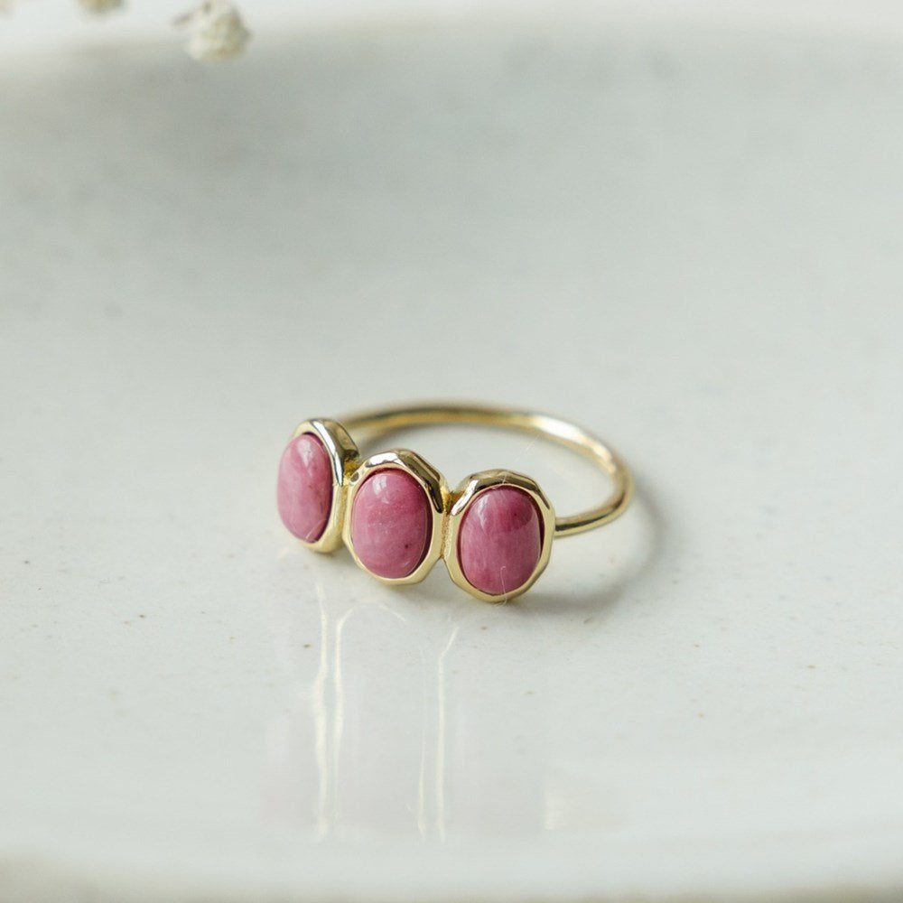 Bague Tri Essence Rhodonite rose - Or