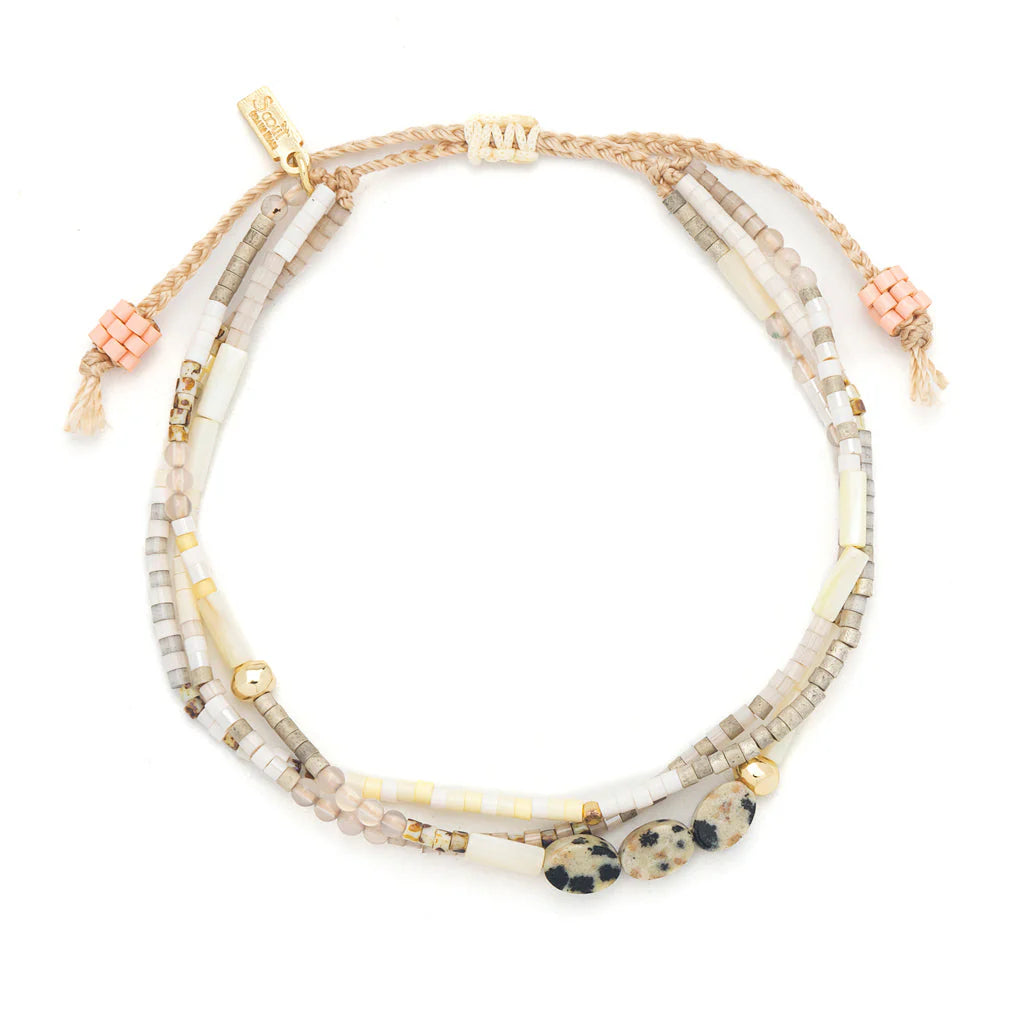 Bracelet mixed media Dalmatian Jasper (joie) - Or