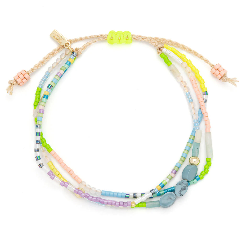Bracelet mixed media Blue Howlite (harmonie) - Or