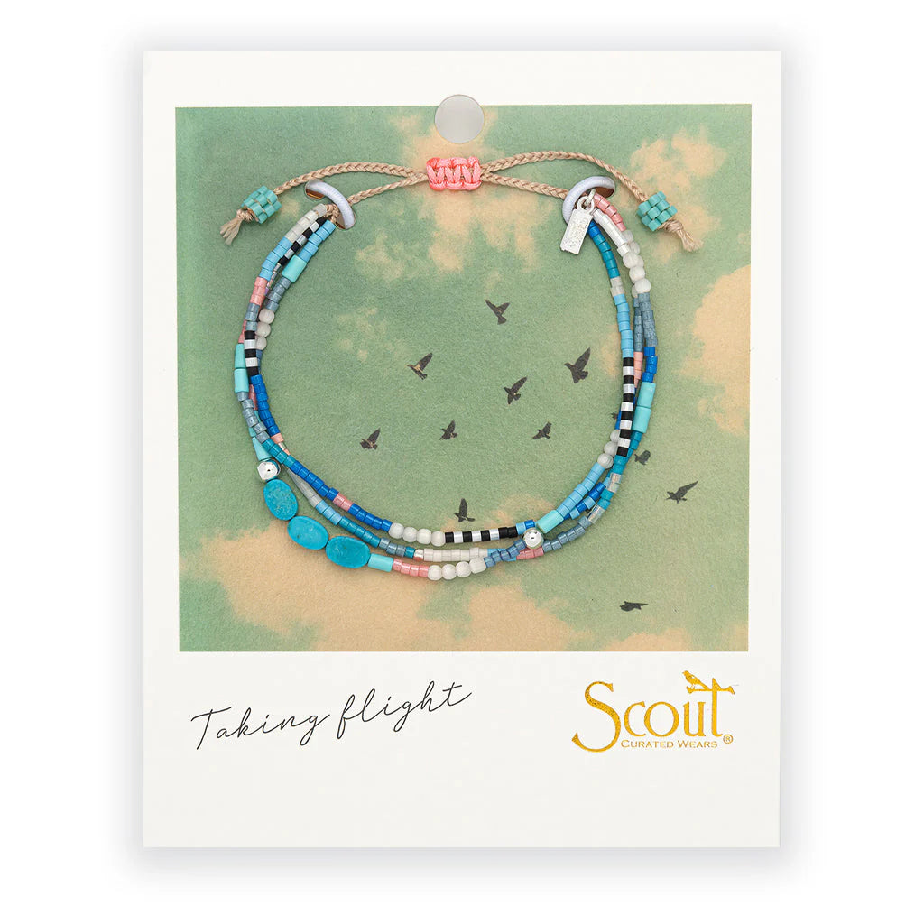 Bracelet mixed media Turquoise (ciel) - Argent