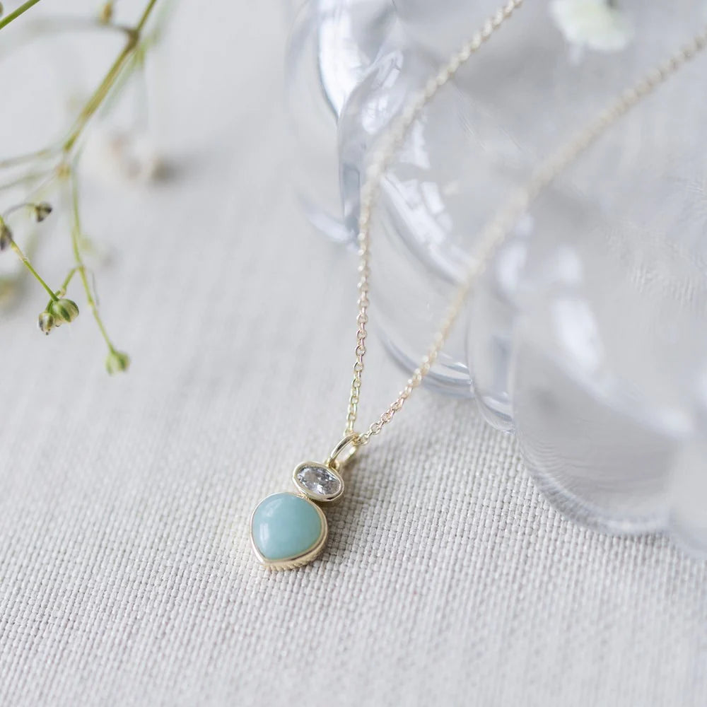 Collier Anastasia avec amazonite/transparent - Or