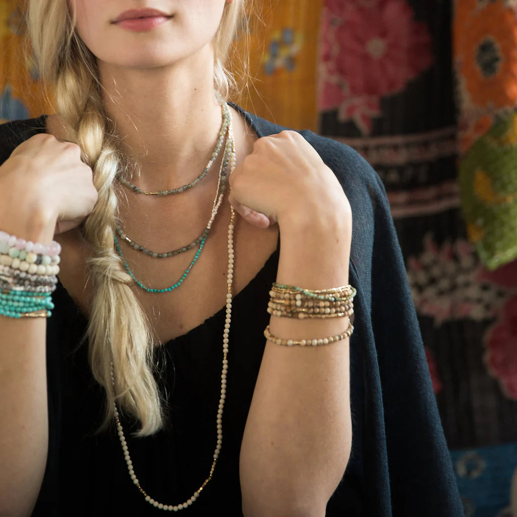 Bracelet/collier Stone Wrap - African Turquoise (transformation)