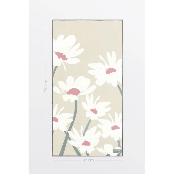 Serviette de bain en microfibre gaufrée - Marguerite en brise beige
