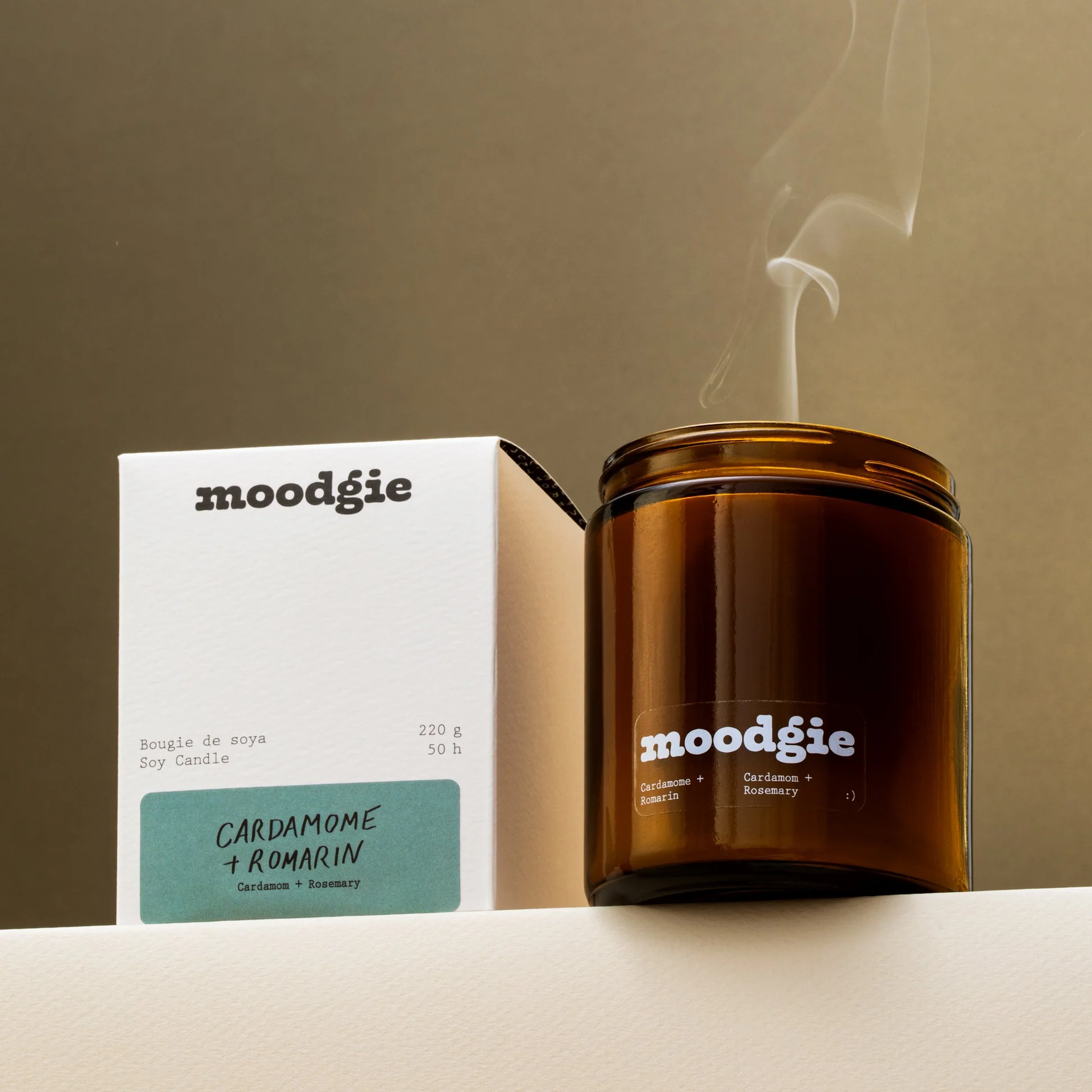 Chandelle de soya - Cardamome + Romarin