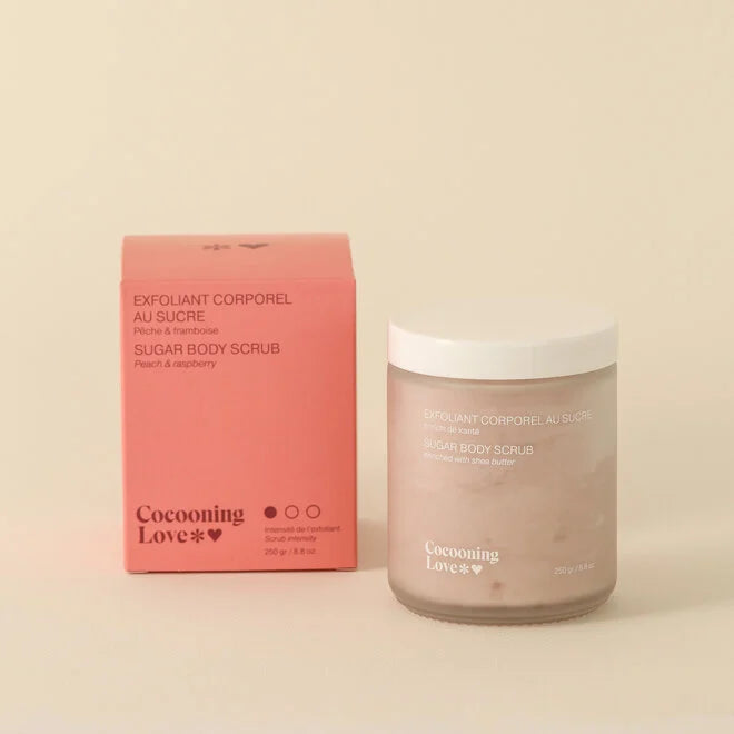 Exfoliant corporel au sucre - Pêche et framboise