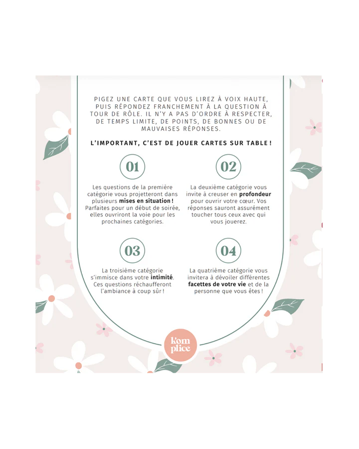 Jeu de conversation - Cartes sur table