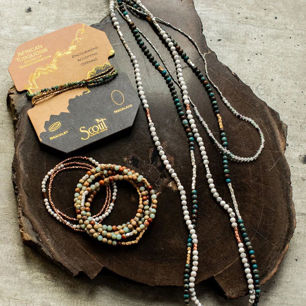 Bracelet/collier Stone Wrap - Amazonite (courage)
