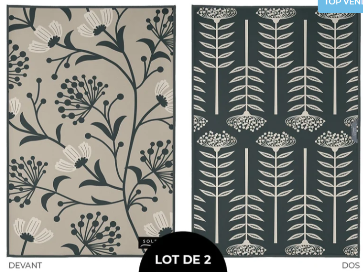Linges à vaisselle en microfibre (Lot de 2) - Fleurs de velours