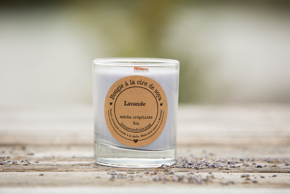 Chandelle de soya avec mèche crépitante - Lavande