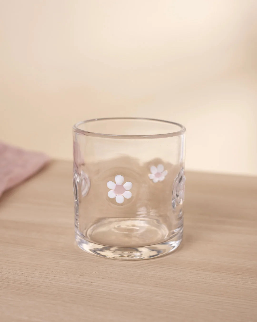 Verre - Marguerites roses