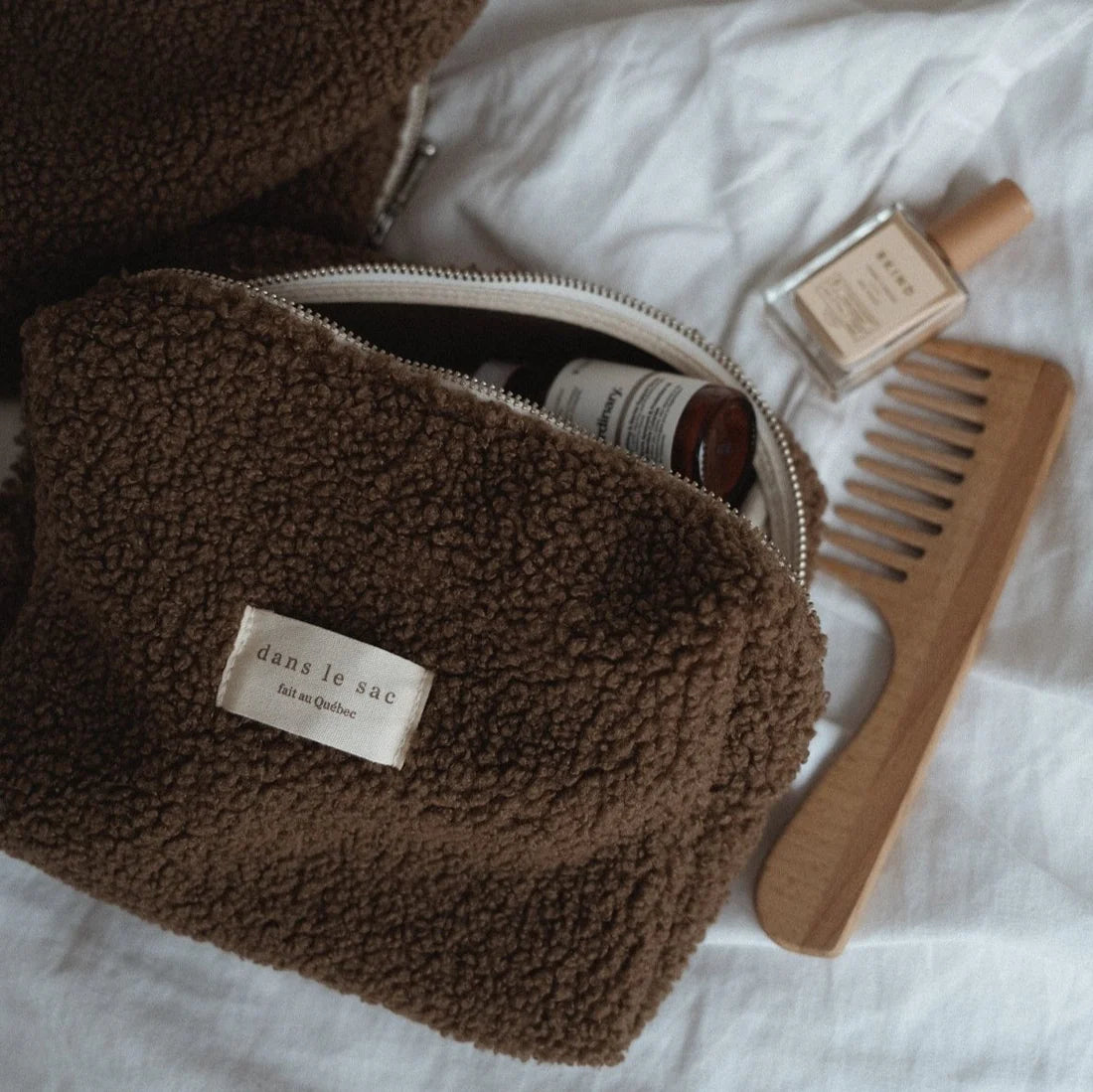 Pochette en sherpa - Olive