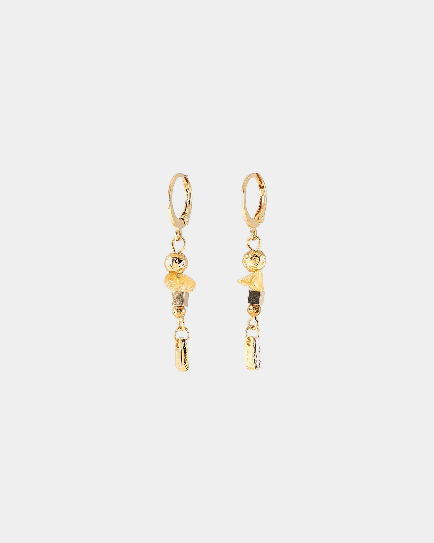 Boucles d'oreilles Elodea - Or - Brun Miel