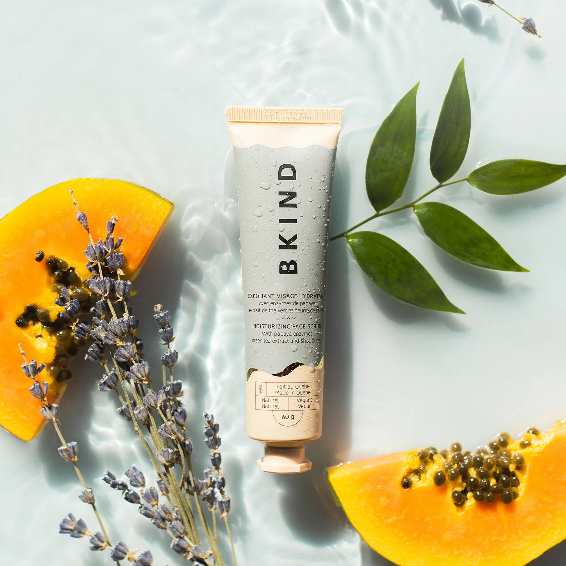Exfoliant visage hydratant avec enzymes de papaye et extrait de thé vert - Peau sèche