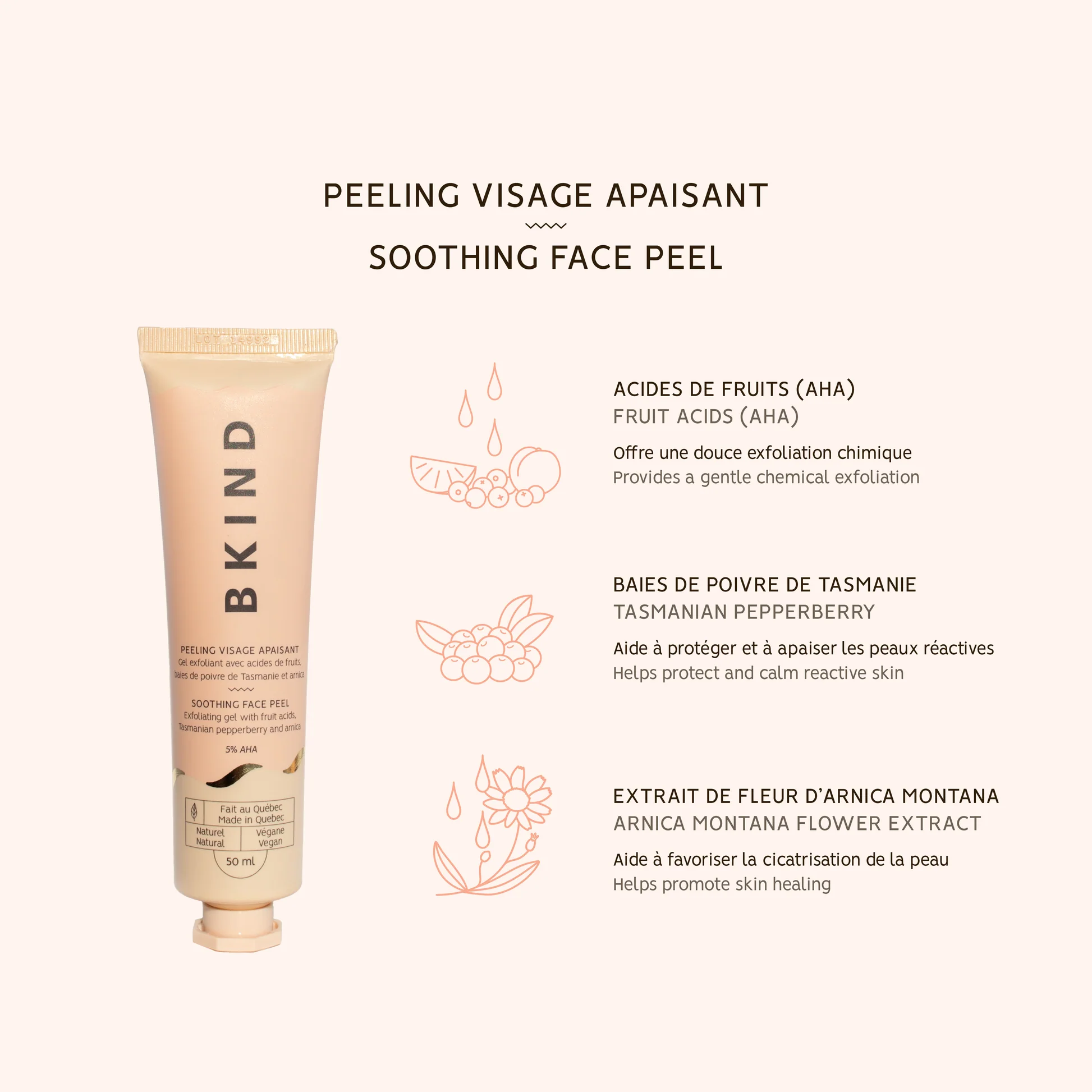 Masque visage exfoliant apaisant avec AHA - Peau sensible