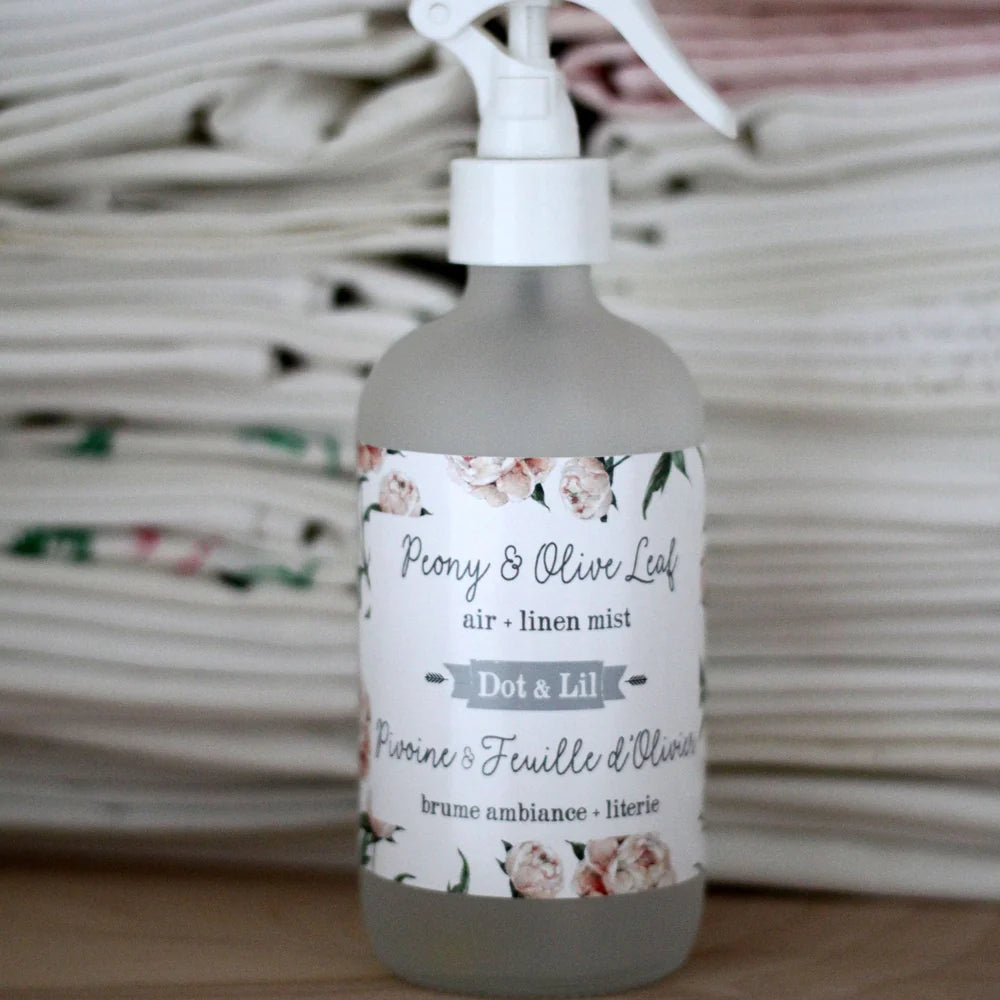 Brûme d'ambiance et de literie - Pivoine et feuille d'olivier