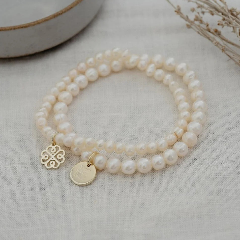 Bracelet Stackem Up Perle blanche - Or