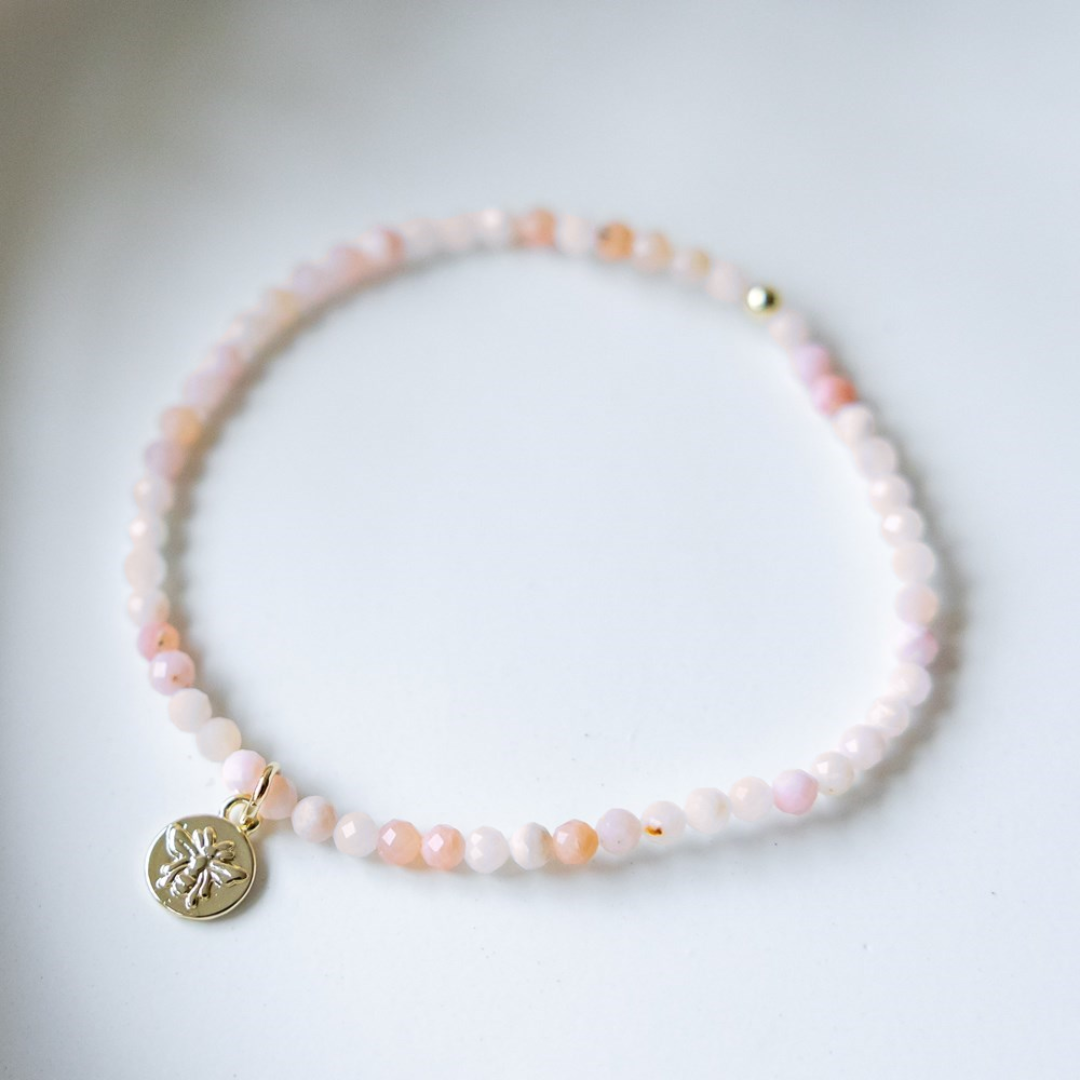 Bracelet Baby Bee Opale rose - Or